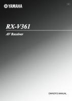 YAMAHA RXV361OM Operating Manuals