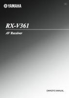 YAMAHA RXV361OM Audio/Video Receiver Operating Manuals YAMAHA RXV361OM Audio/Video Receiver Operating Manuals