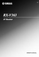 Yamaha RXV363 Audio/Video Receiver Operating Manual
