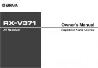 YAMAHA RXV371OM Operating Manuals