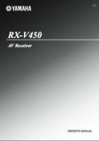 YAMAHA RXV450OM Operating Manuals