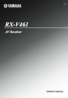 Yamaha RXV461 Audio/Video Receiver Operating Manual
