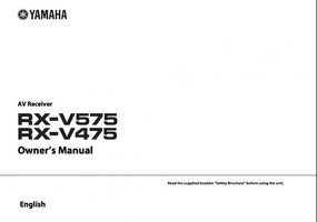 Yamaha RXV475 RXV575 Audio/Video Receiver Operating Manual