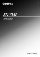 Yamaha RXV563 Audio/Video Receiver Operating Manual