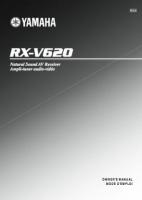 Yamaha RXV620 Audio/Video Receiver Operating Manual