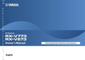 Yamaha RXV673 RXV673BL RXV773 Audio/Video Receiver Operating Manual