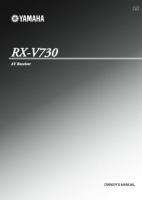 Yamaha RXV730 Audio/Video Receiver Operating Manual