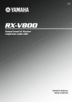 Yamaha RXV800 Audio/Video Receiver Operating Manual