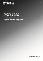 Yamaha YSP1000 Sound Bar System Operating Manual