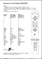 ZENITH BZEN280OM Operating Manuals