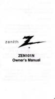 ZENITH ZEN101NOM Operating Manuals