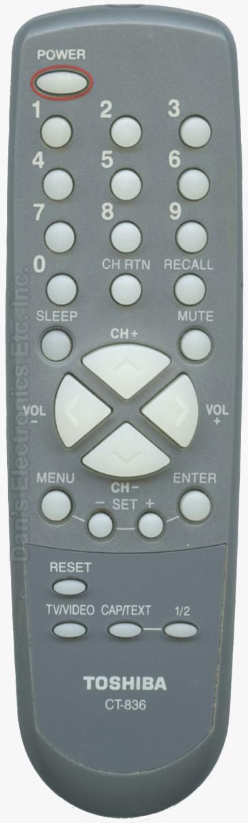 TOSHIBA CT836 TV Remote Control