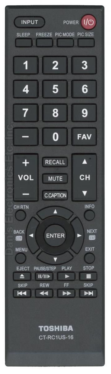 TOSHIBA CTRC1US16 TV Remote Control