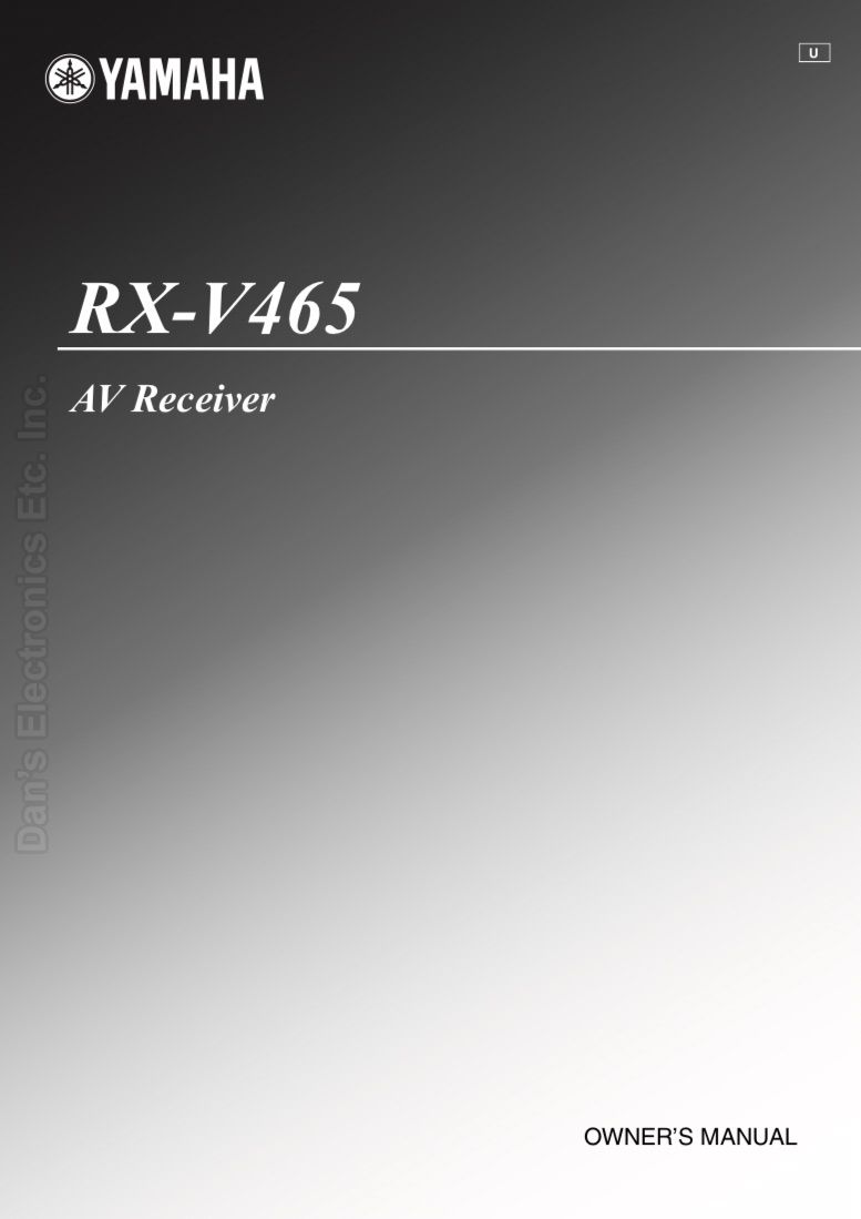 Buy YAMAHA RXV465OM RXV465 Operating Manual