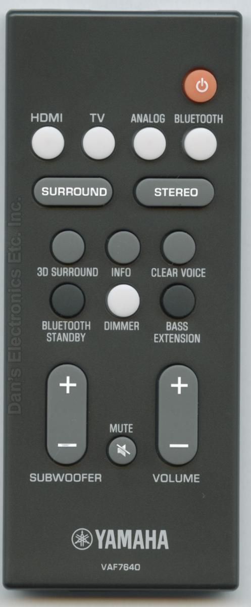 YAMAHA VAF76400 Sound Bar System Sound Bar Remote Control